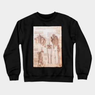 Human Anatomy Skeletons by Leonardo da Vinci Crewneck Sweatshirt